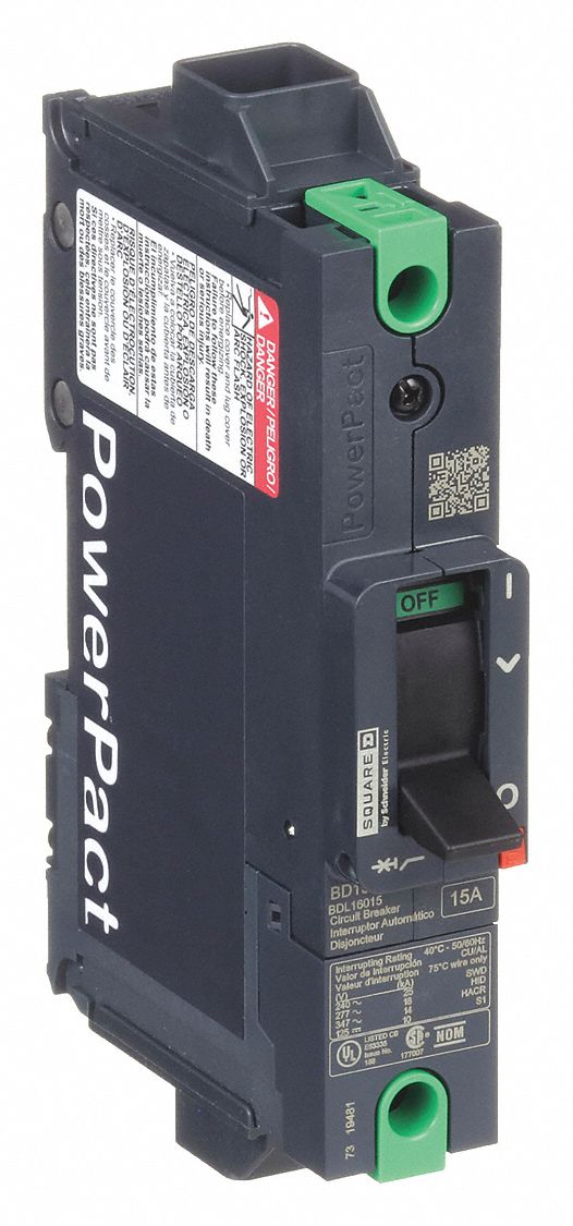 Molded Case Circuit Breaker: 15 A Amps, 25kA at 277/408V AC, Fixed, Everlink Lug Both Ends, Any, BDL