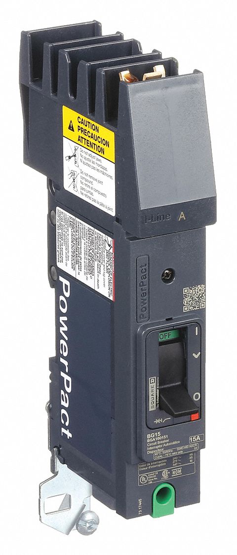 Molded Case Circuit Breaker: 15 A Amps, 100kA at 240V AC, Fixed, A, 1 Poles, 240V AC, BGA