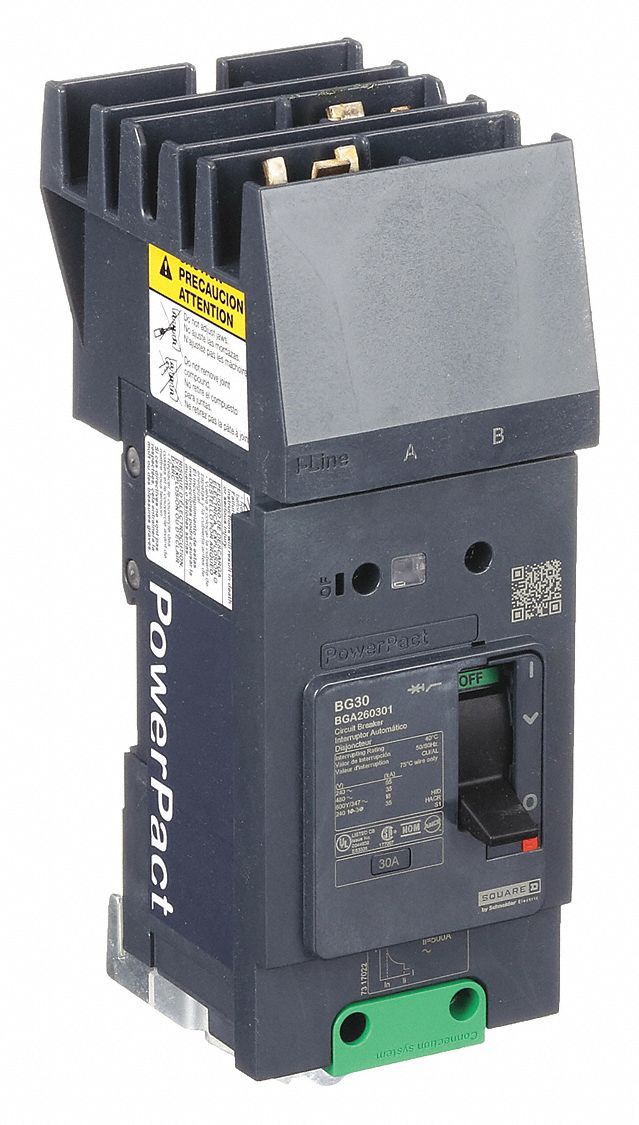 Molded Case Circuit Breaker: 30 A Amps, 100kA at 240V AC, Fixed, AB, 2 Poles, 525V AC, BGA