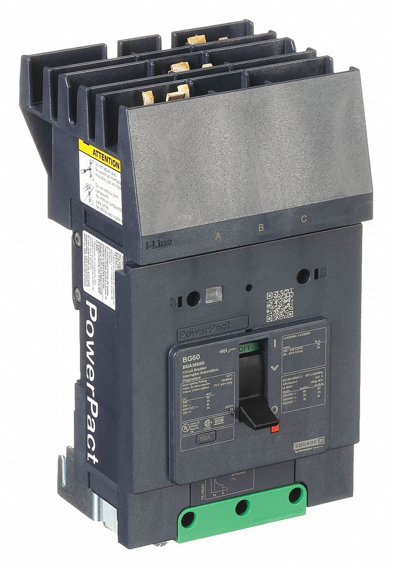 Molded Case Circuit Breaker: 60 A Amps, 100kA at 240V AC, Fixed, ABC, 3 Poles, 525V AC, BGA