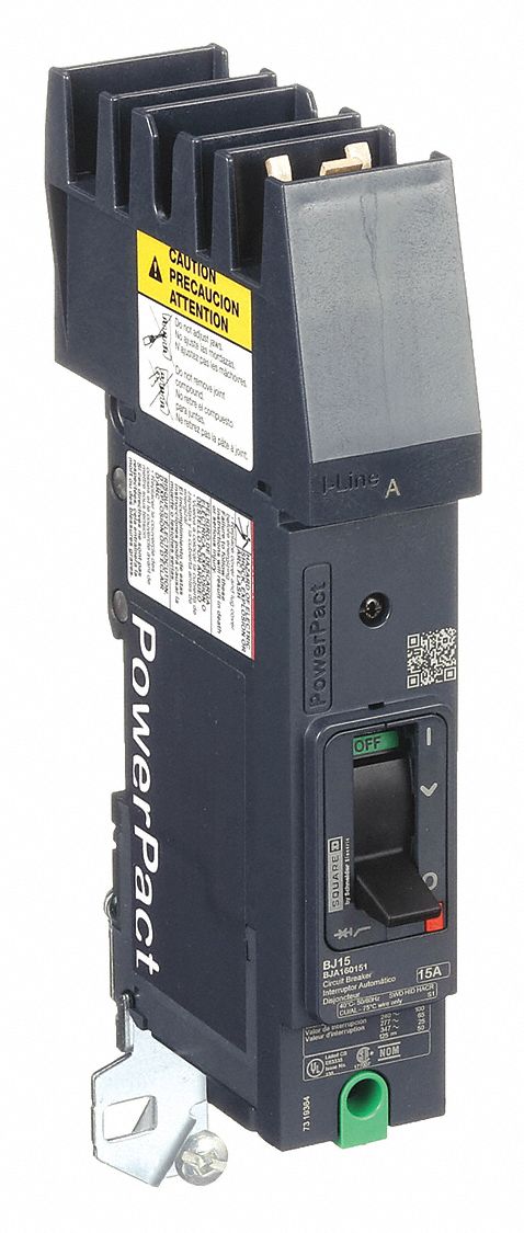 Molded Case Circuit Breaker: 15 A Amps, 100kA at 120/240V AC, Fixed, A, 1 Poles, 240V AC, BJA