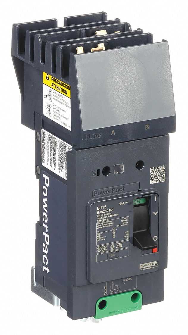 Molded Case Circuit Breaker: 15 A Amps, 100kA at 120/240V AC, Fixed, AB, 2 Poles, 690V AC, BJA