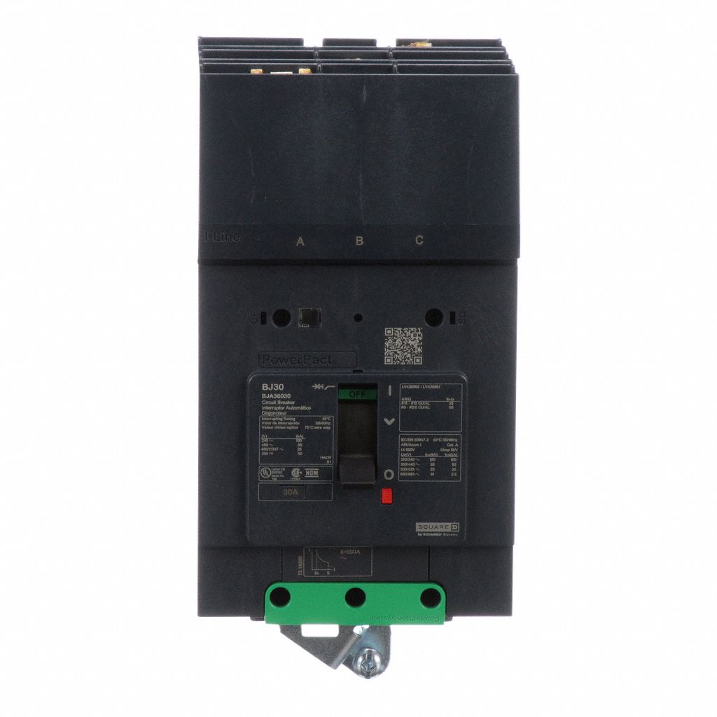 Molded Case Circuit Breaker: 30 A Amps, 100kA at 120/240V AC, Fixed, ABC, 3 Poles, 690V AC, BJA