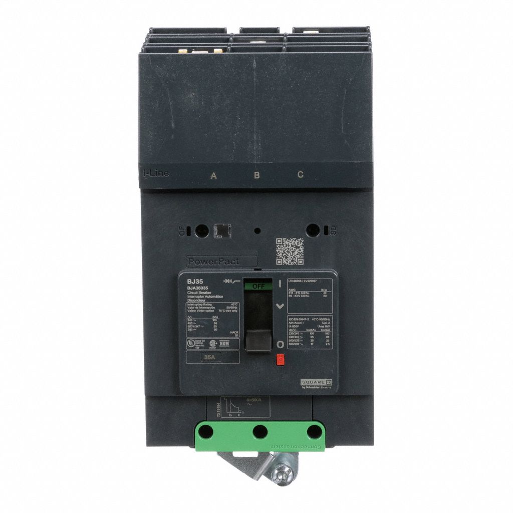 Molded Case Circuit Breaker: 35 A Amps, 100kA at 120/240V AC, Fixed, ABC, 3 Poles, 690V AC, BJA
