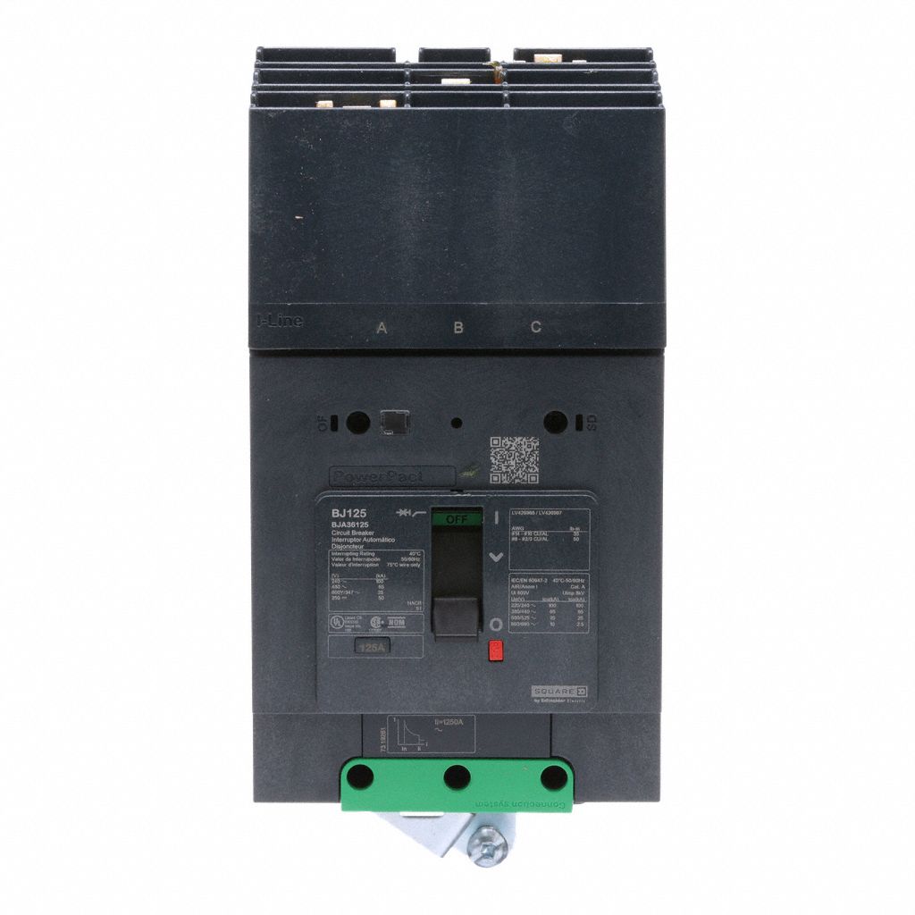 Molded Case Circuit Breaker: 125 A Amps, 100kA at 120/240V AC, Fixed, ABC, 3 Poles, 690V AC, BJA