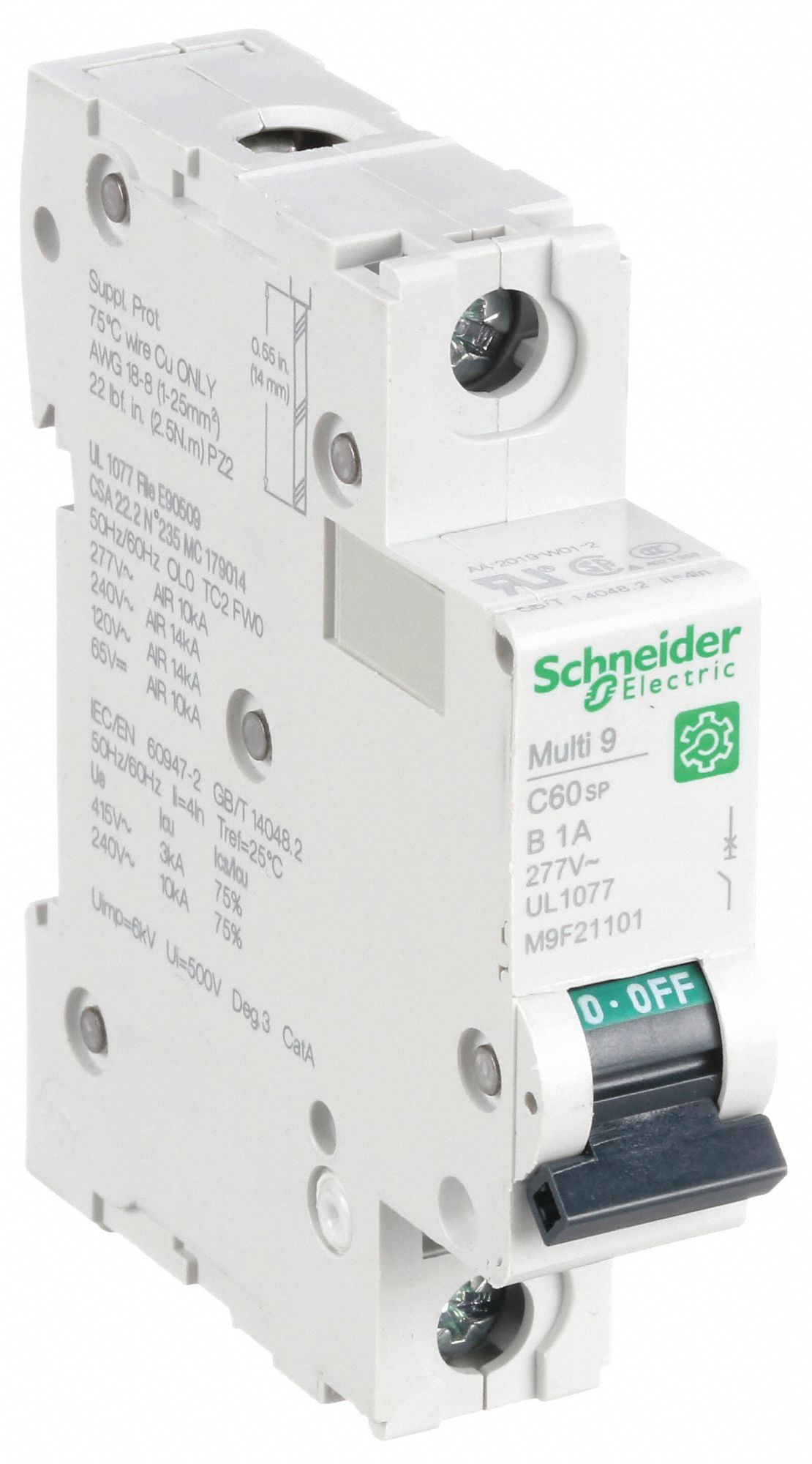 IEC Supplementary Protector: 1 A Amps, 60V DC, 14kA at 120/240V AC, Screw Clamp