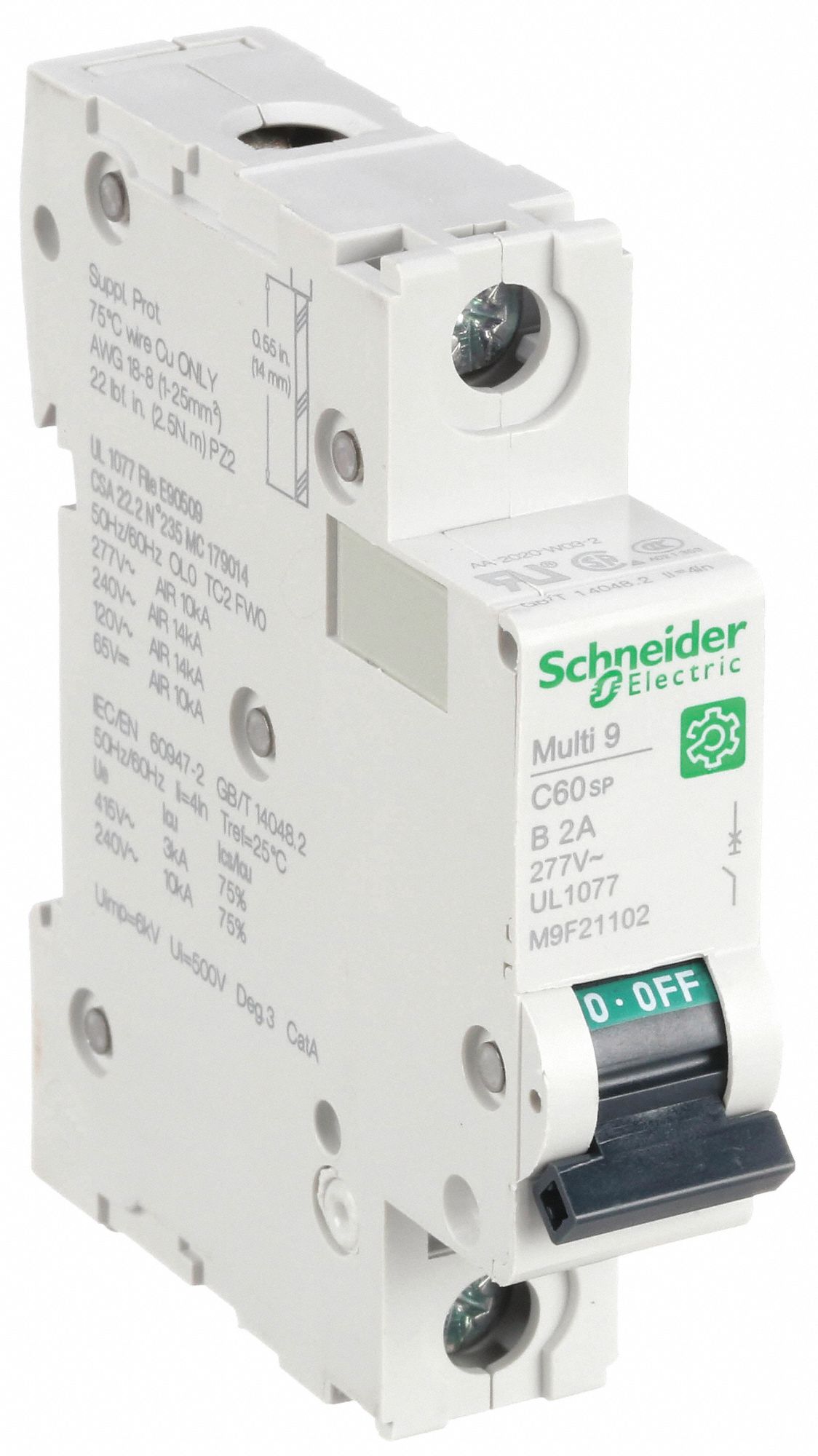 IEC Supplementary Protector: 2 A Amps, 60V DC, 14kA at 120/240V AC, Screw Clamp