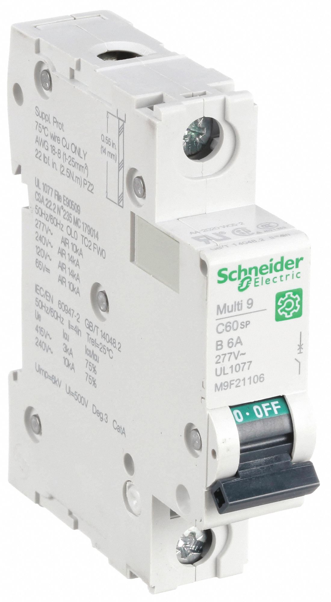 IEC Supplementary Protector: 6 A Amps, 60V DC, 14kA at 120/240V AC, Screw Clamp