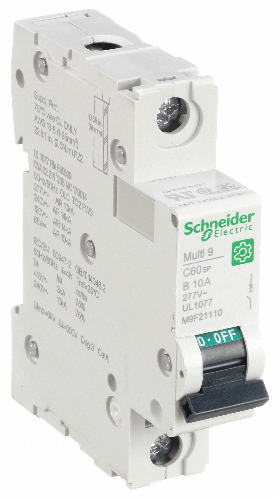 IEC Supplementary Protector: 10 A Amps, 60V DC, 14kA at 120/240V AC, Screw Clamp