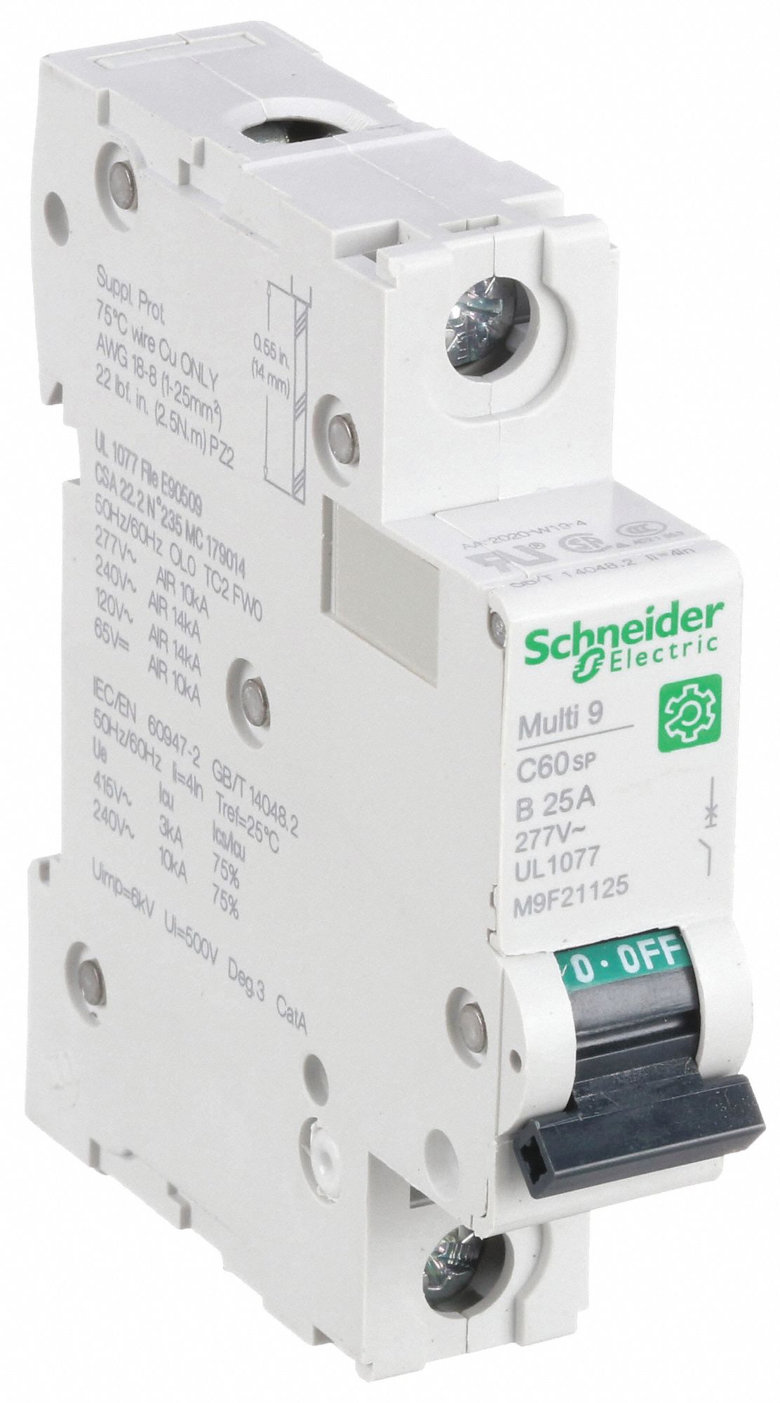 IEC Supplementary Protector: 25 A Amps, 60V DC, 14kA at 120/240V AC, Screw Clamp