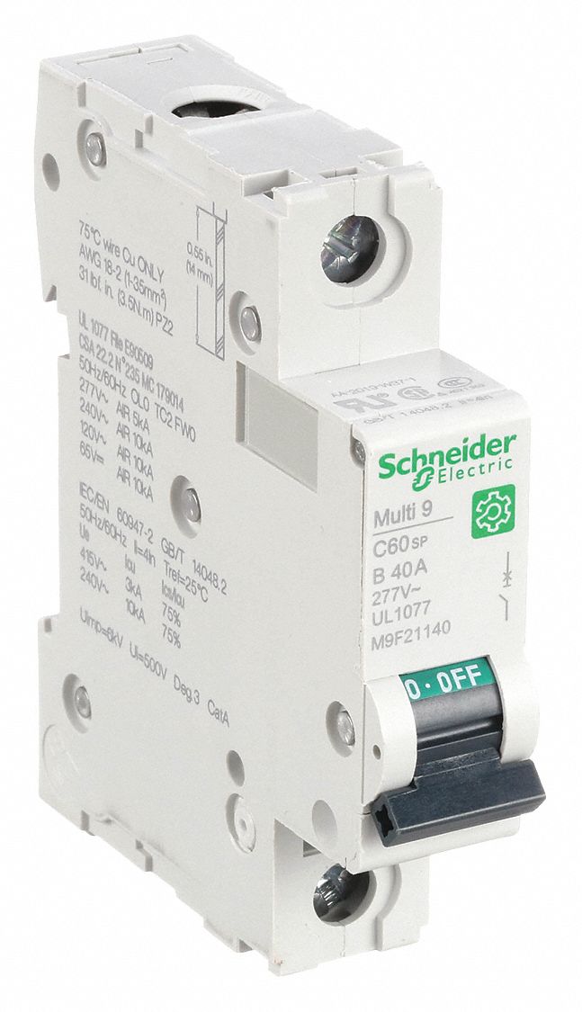 IEC Supplementary Protector: 40 A Amps, 60V DC, 10kA at 120/240V AC, Screw Clamp