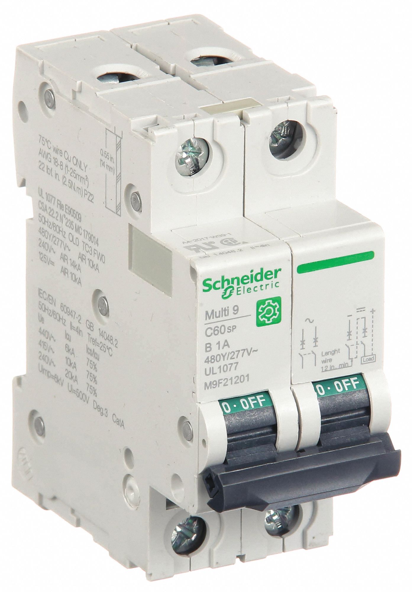 IEC Supplementary Protector: 1 A Amps, 14kA at 240V AC, Screw Clamp, C60SP, B