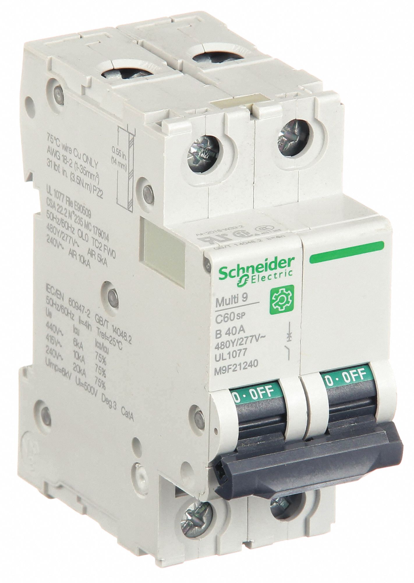 IEC Supplementary Protector: 40 A Amps, 10kA at 240V AC, Screw Clamp, C60SP, B