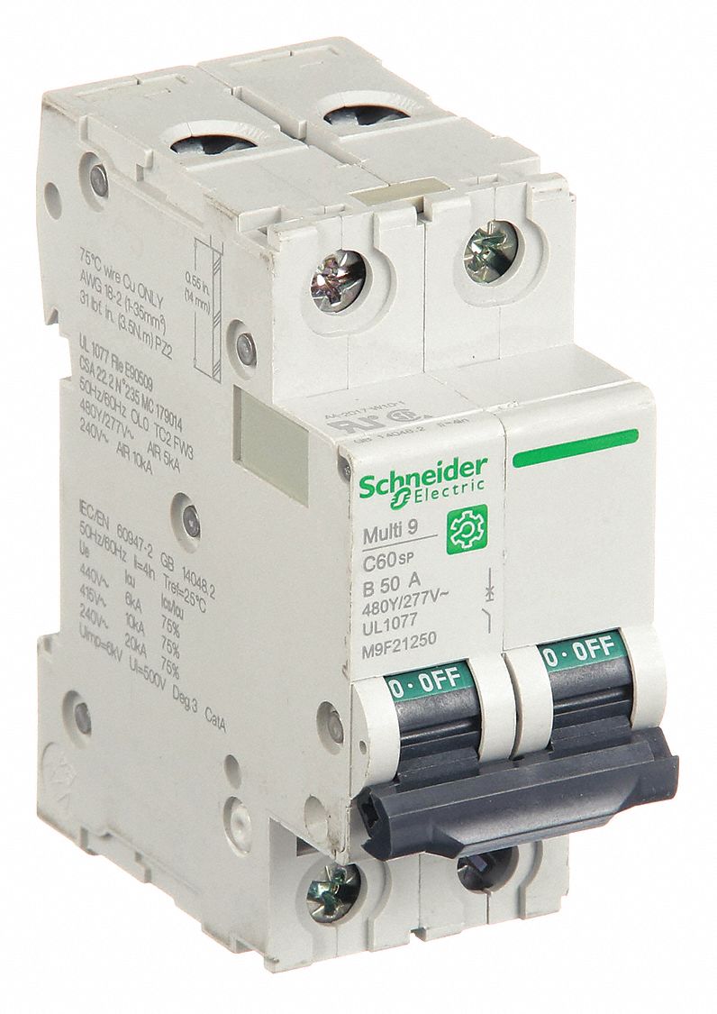 IEC Supplementary Protector: 50 A Amps, 10kA at 240V AC, Screw Clamp, C60SP, B