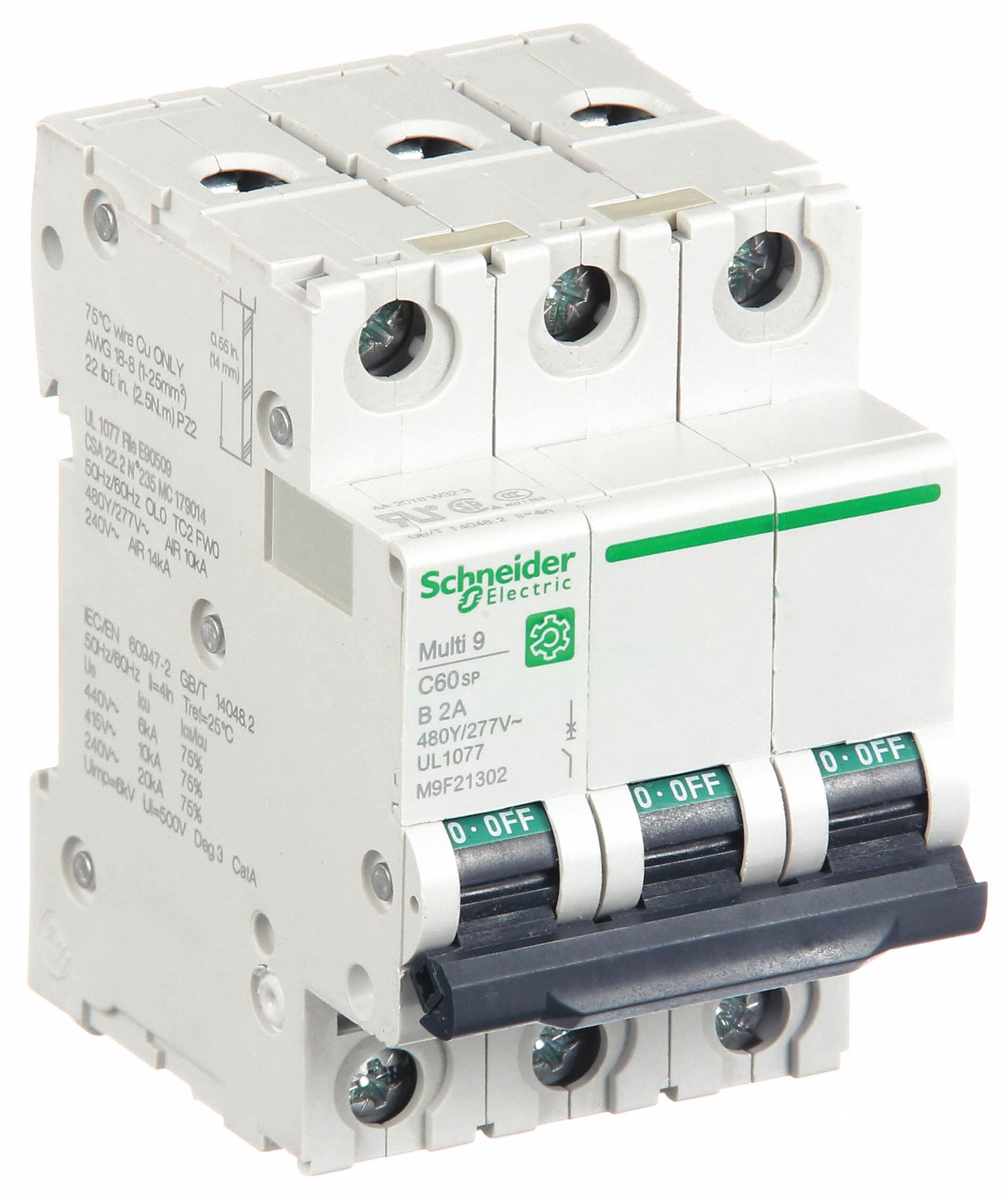 IEC Supplementary Protector: 2 A Amps, 14kA at 240V AC, Screw Clamp, C60SP