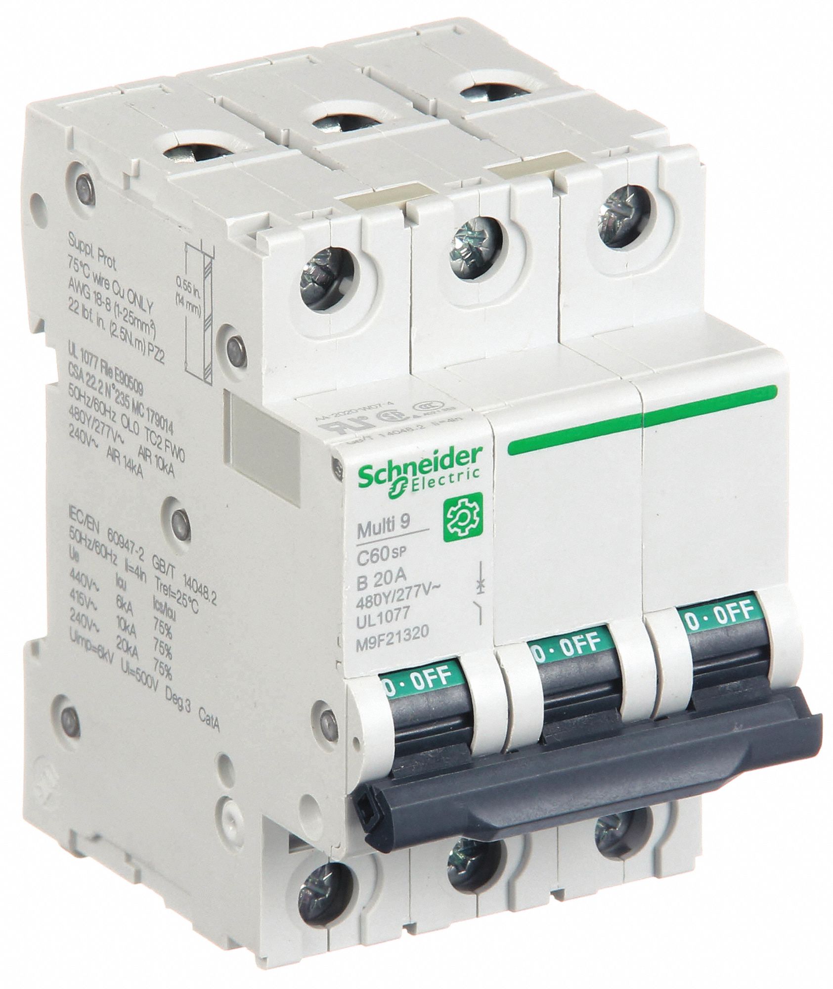 IEC Supplementary Protector: 20 A Amps, 14kA at 240V AC, Screw Clamp, C60SP