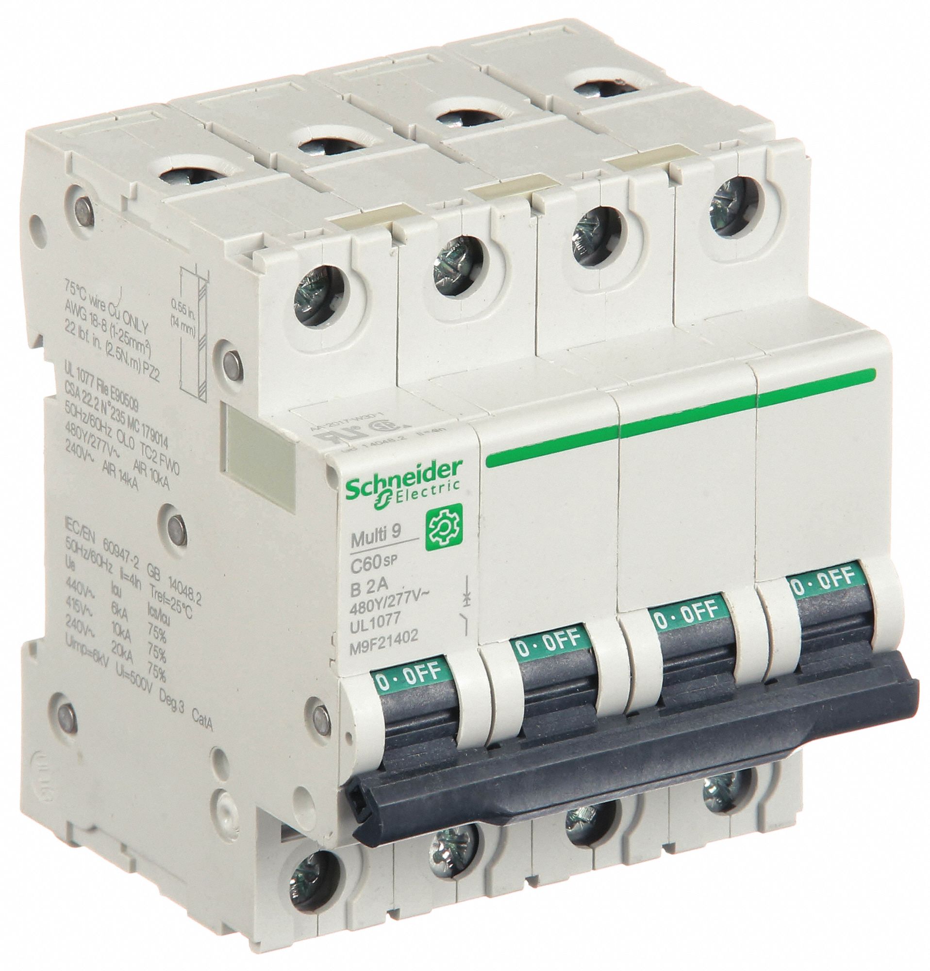 IEC Supplementary Protector: 2 A Amps, 14kA at 240V AC, Screw Clamp, B