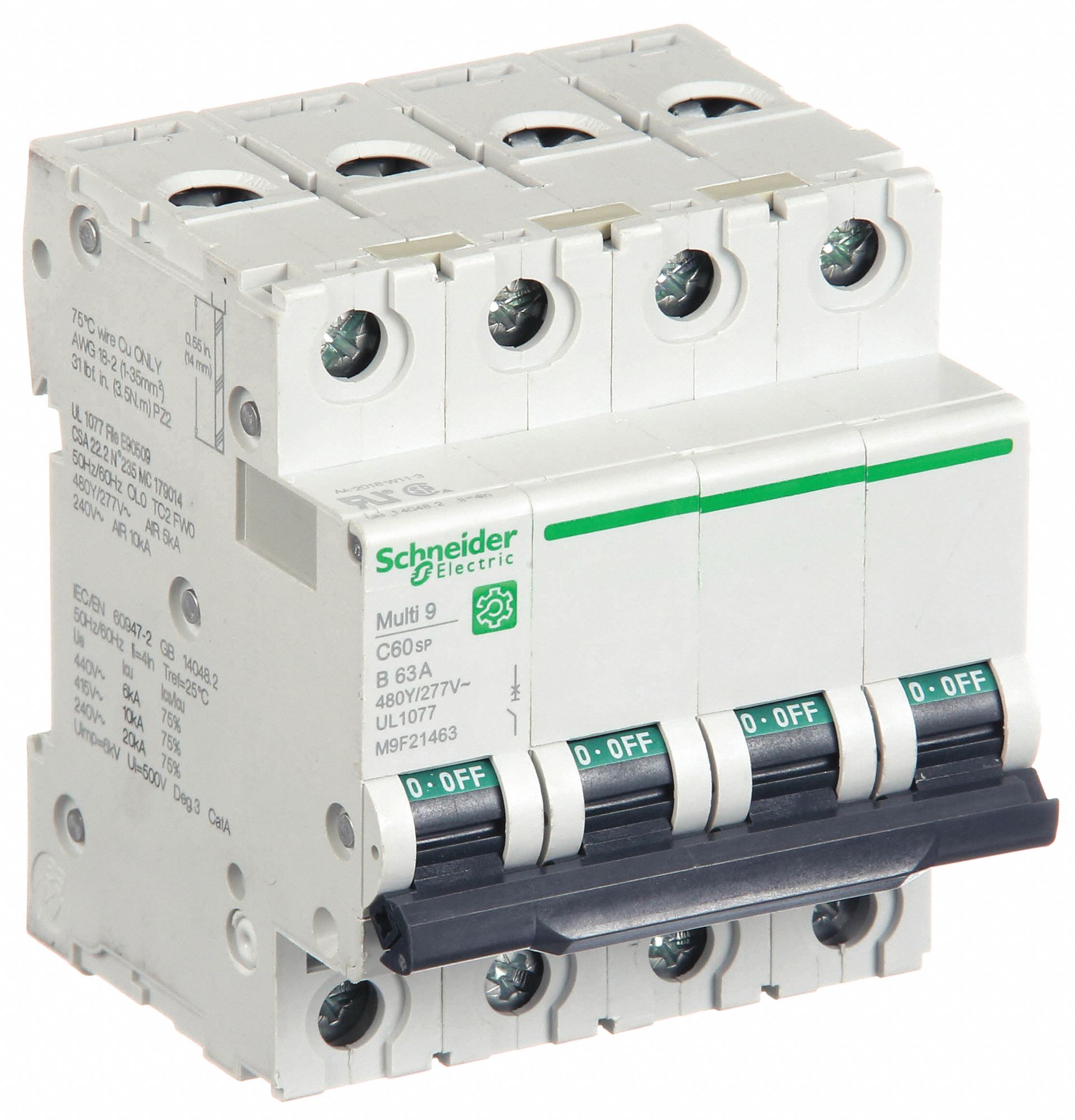 IEC Supplementary Protector: 63 A Amps, 10kA at 240V AC, Screw Clamp, B