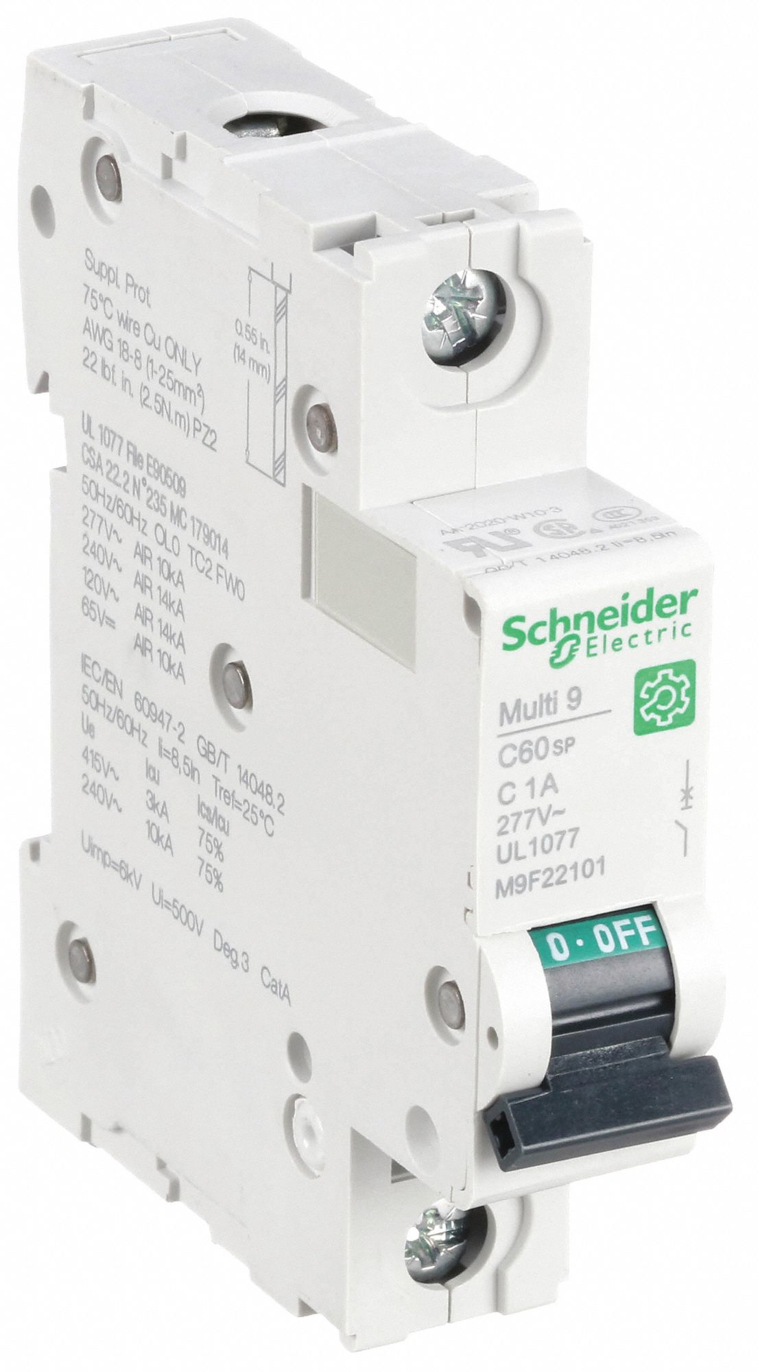 IEC Supplementary Protector: 1 A Amps, 60V DC, 14kA at 120/240V AC, Screw Clamp