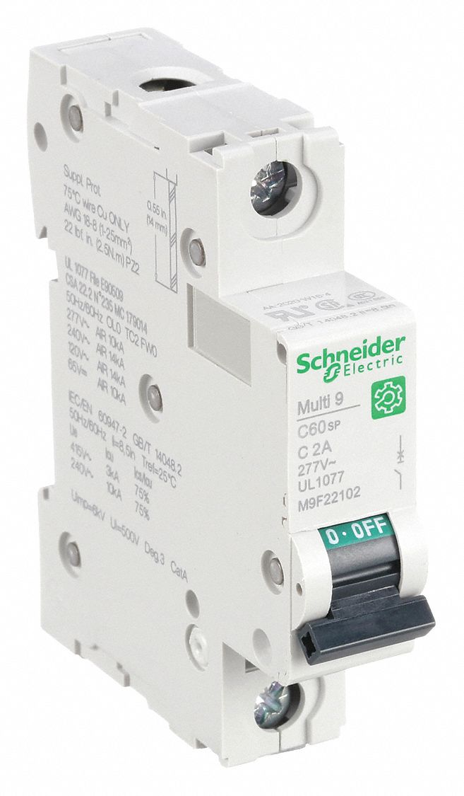 IEC Supplementary Protector: 2 A Amps, 60V DC, 14kA at 120/240V AC, Screw Clamp