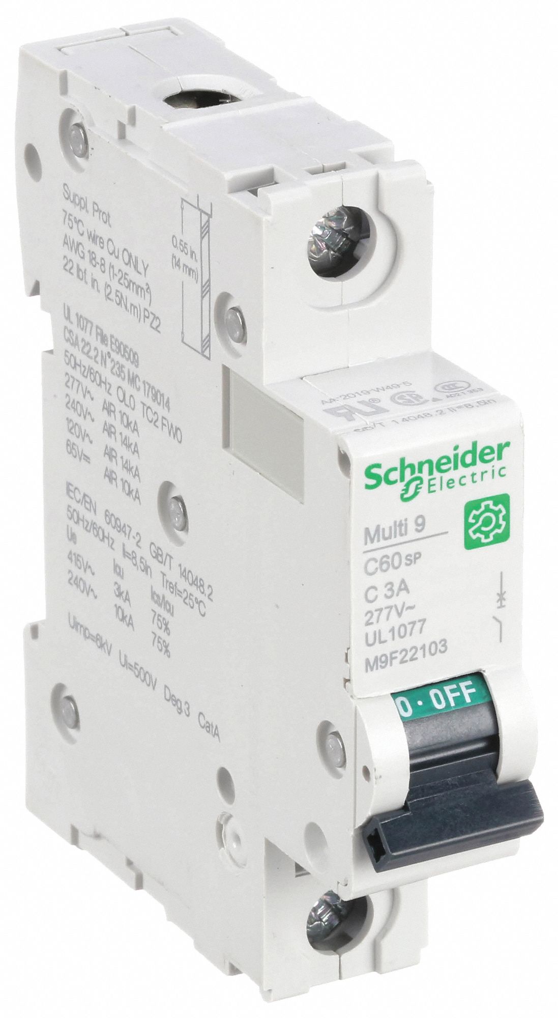 IEC Supplementary Protector: 3 A Amps, 60V DC, 14kA at 120/240V AC, Screw Clamp