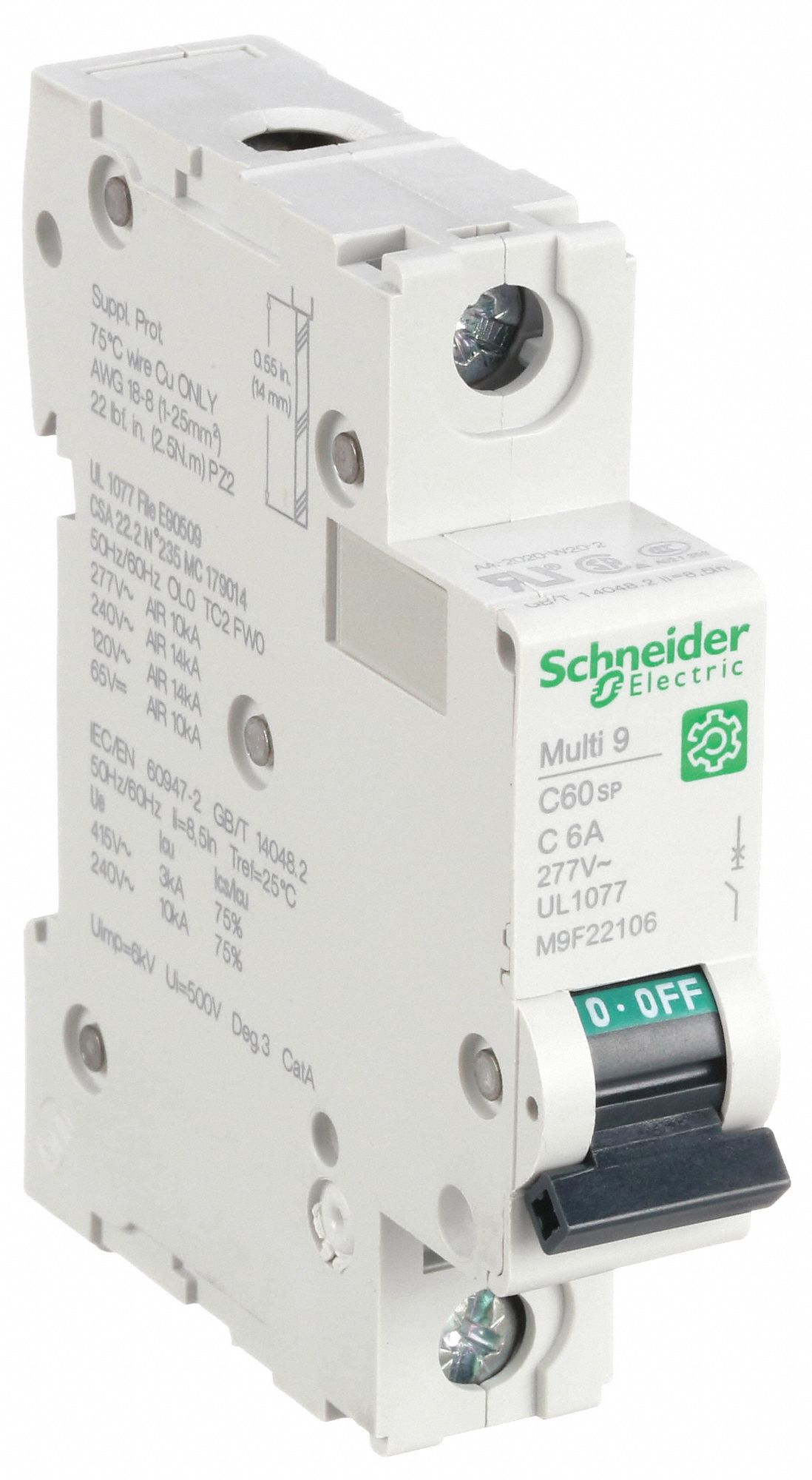 IEC Supplementary Protector: 6 A Amps, 60V DC, 14kA at 120/240V AC, Screw Clamp