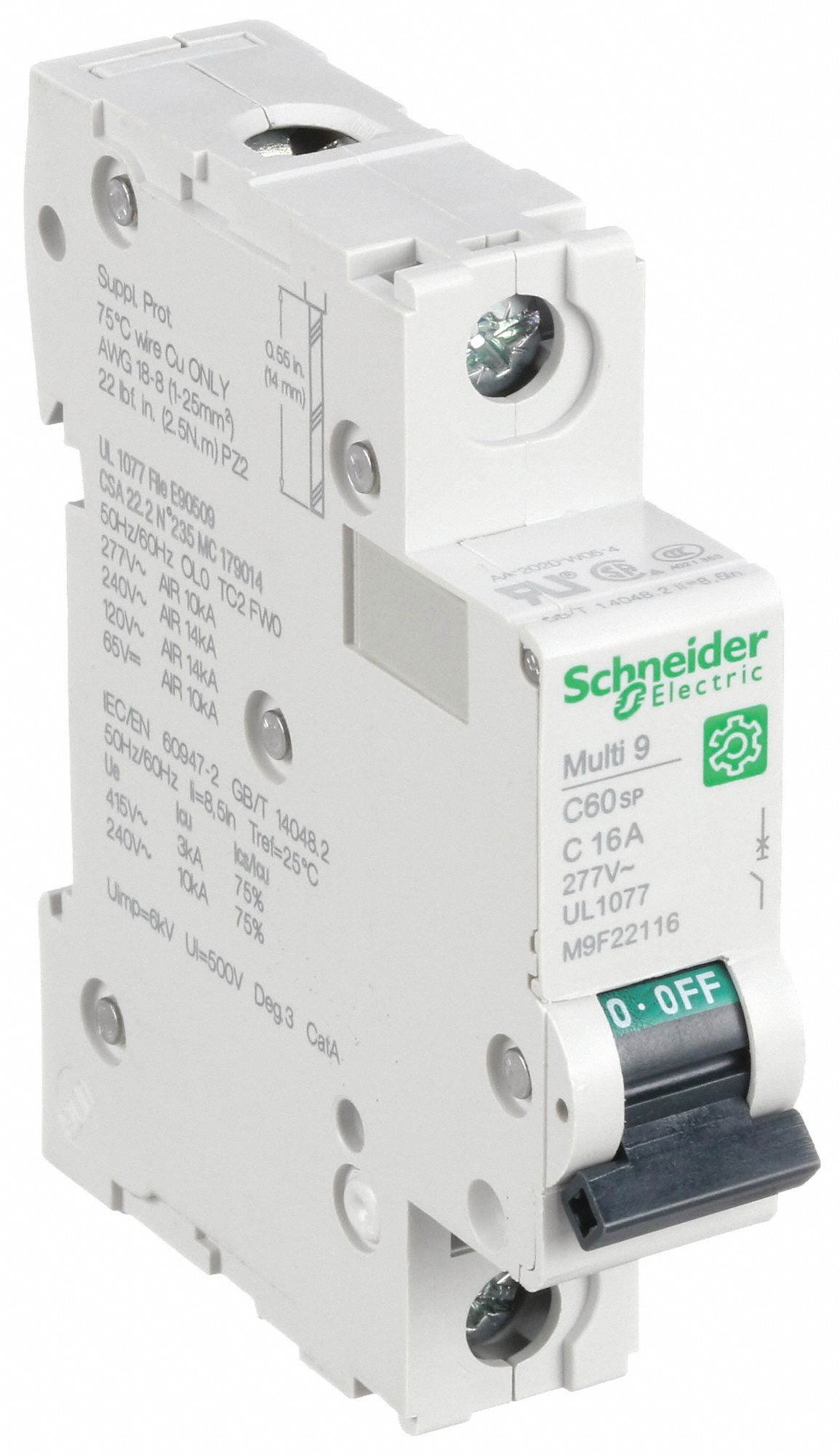 IEC Supplementary Protector: 16 A Amps, 60V DC, 14kA at 120/240V AC, Screw Clamp