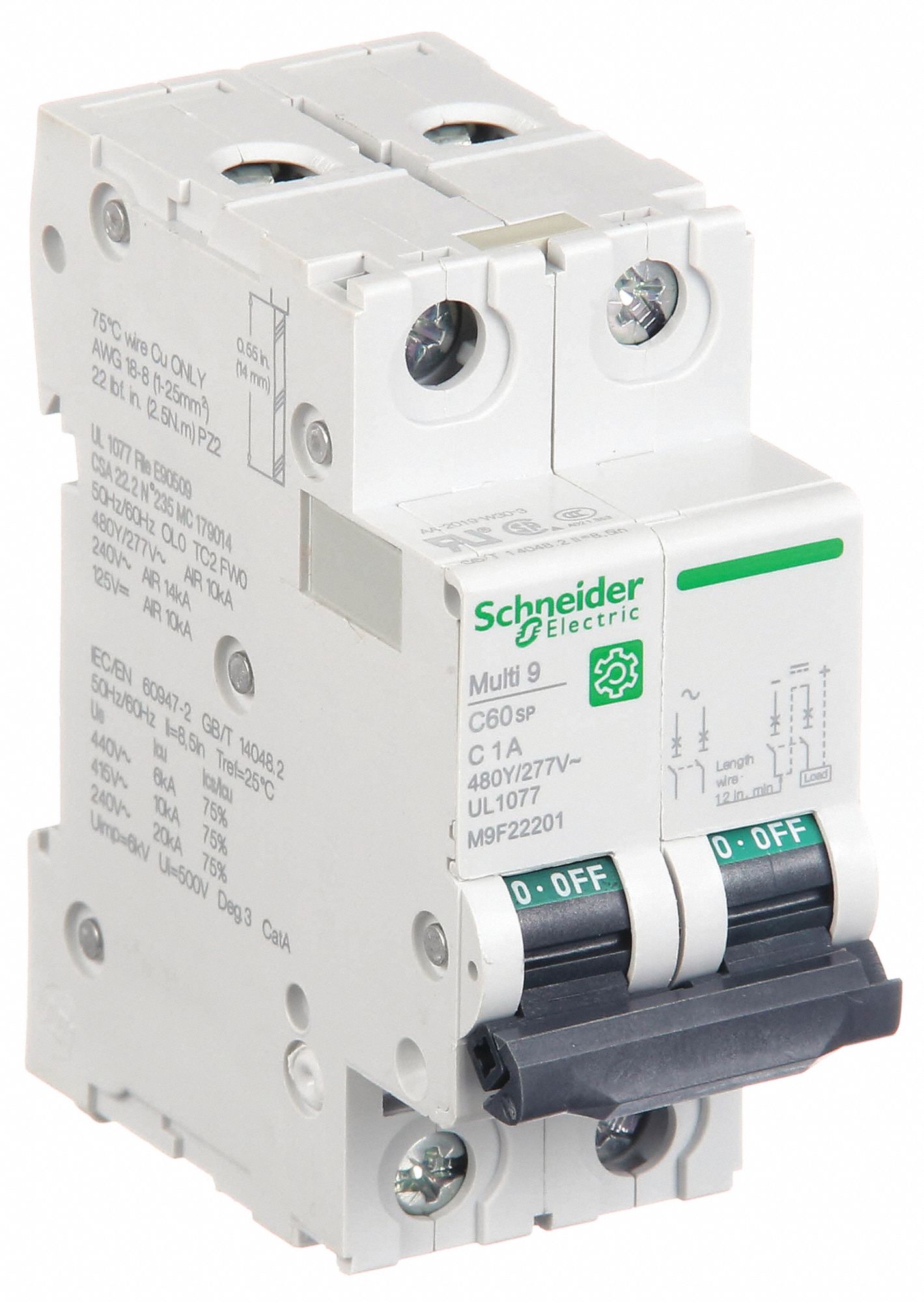 IEC Supplementary Protector: 1 A Amps, 14kA at 240V AC, Screw Clamp, C60SP, C