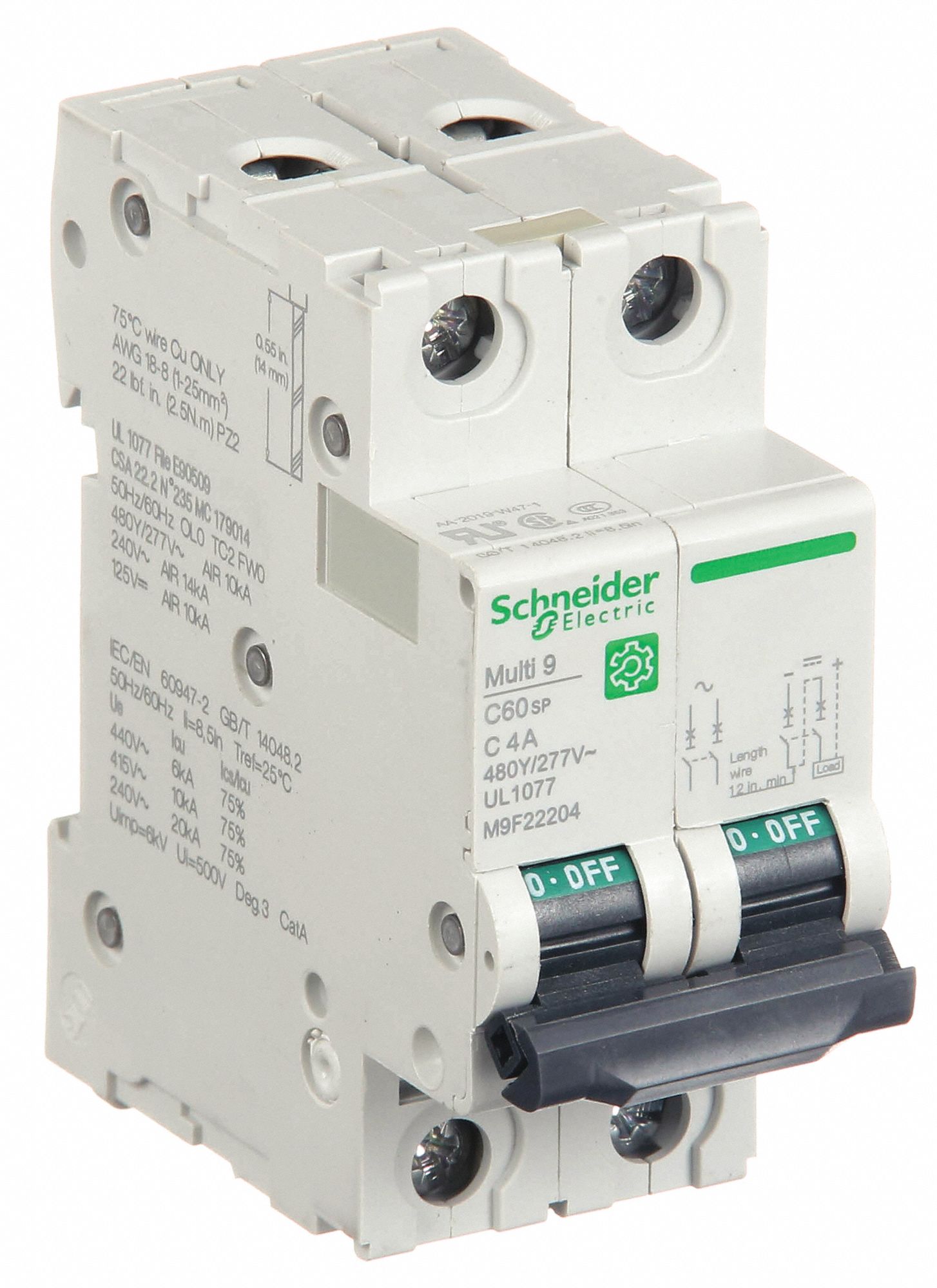 IEC Supplementary Protector: 4 A Amps, 14kA at 240V AC, Screw Clamp, C60SP, C