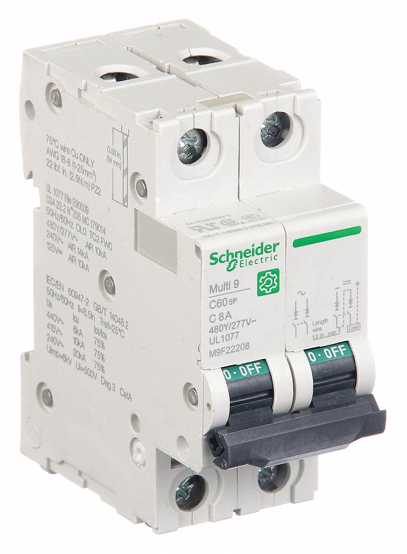 IEC Supplementary Protector: 8 A Amps, 14kA at 240V AC, Screw Clamp, C60SP, C