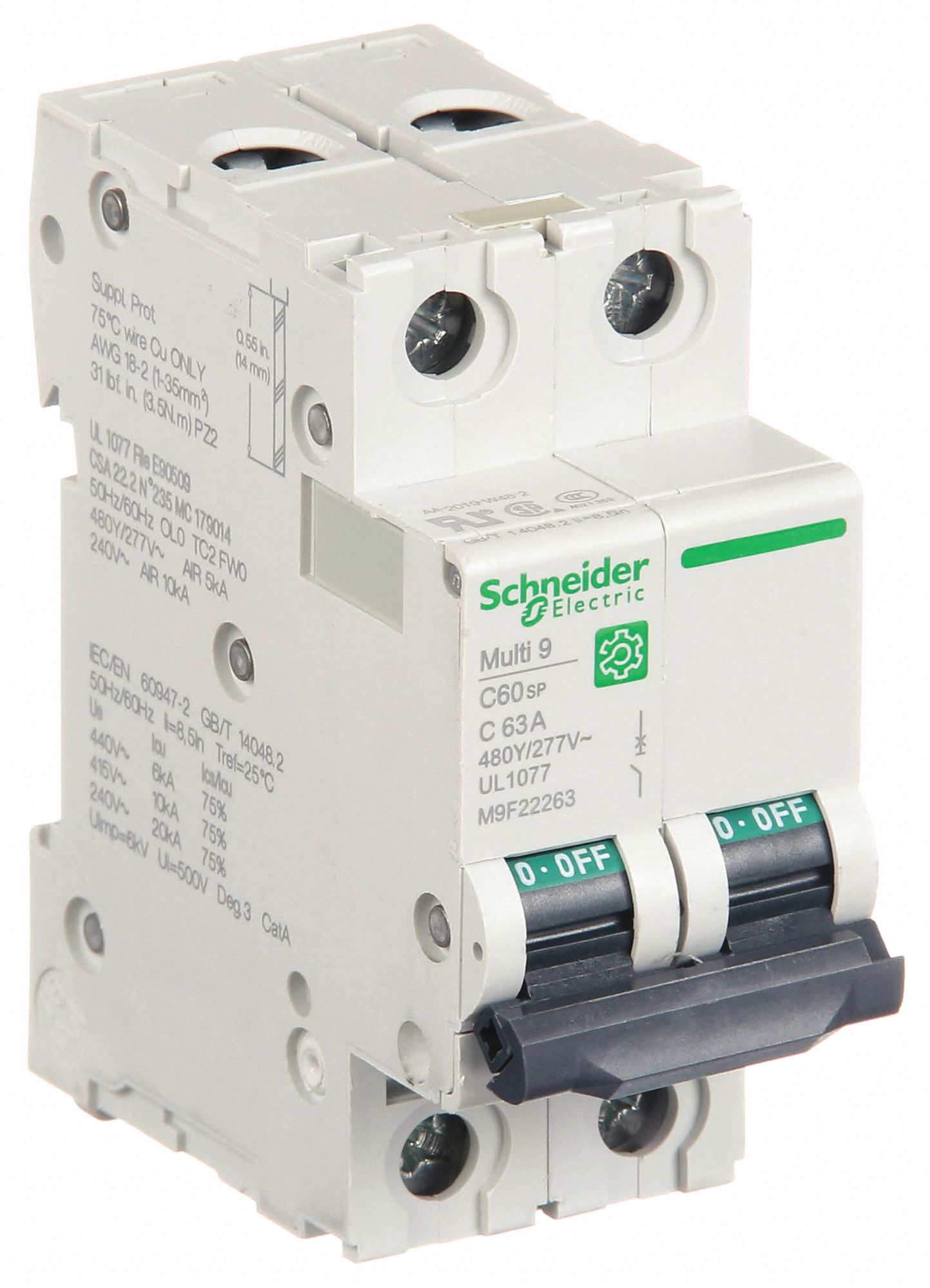 IEC Supplementary Protector: 63 A Amps, 10kA at 240V AC, Screw Clamp, C60SP, C