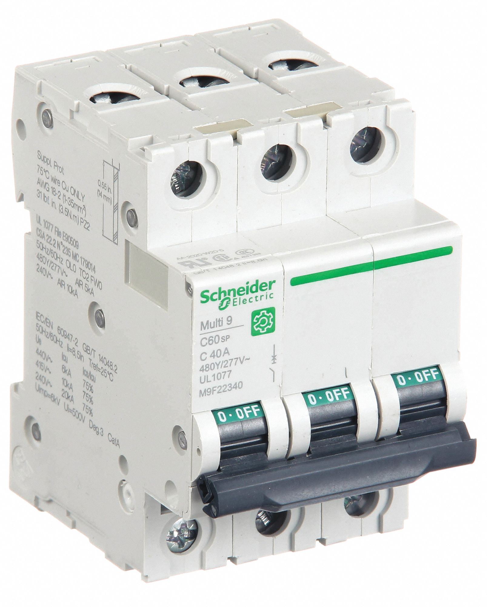 IEC Supplementary Protector: 40 A Amps, 10kA at 240V AC, Screw Clamp, C60SP