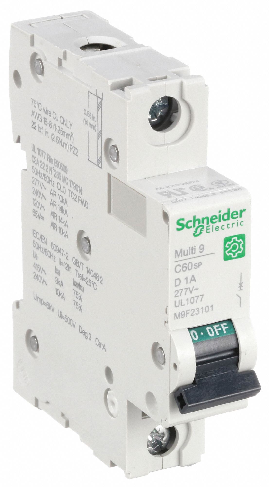 IEC Supplementary Protector: 1 A Amps, 60V DC, 14kA at 120/240V AC, Screw Clamp
