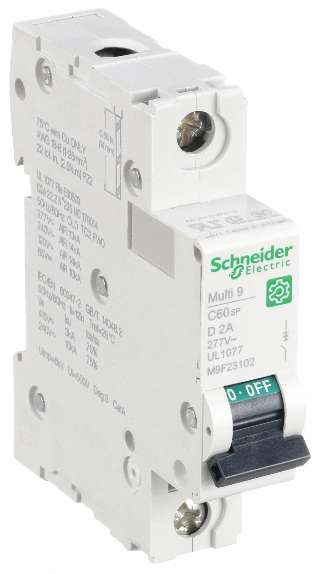 IEC Supplementary Protector: 2 A Amps, 60V DC, 14kA at 120/240V AC, Screw Clamp