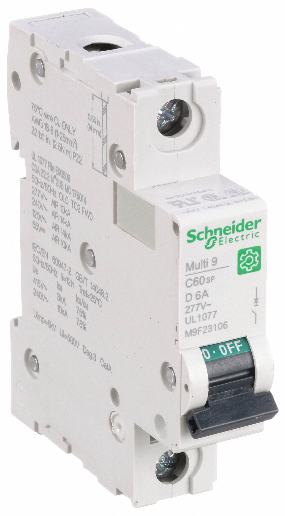 IEC Supplementary Protector: 6 A Amps, 60V DC, 14kA at 120/240V AC, Screw Clamp