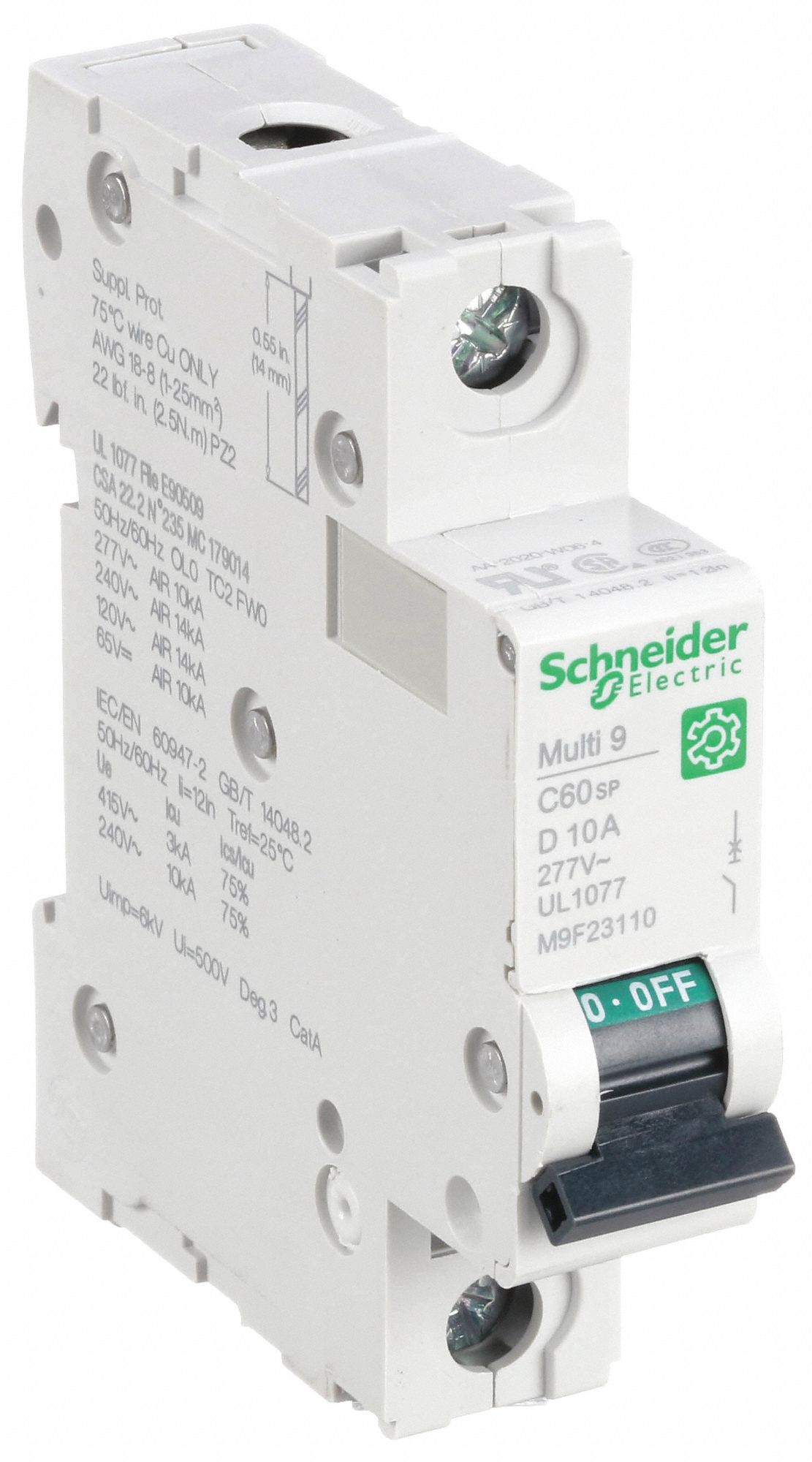 IEC Supplementary Protector: 10 A Amps, 60V DC, 14kA at 120/240V AC, Screw Clamp