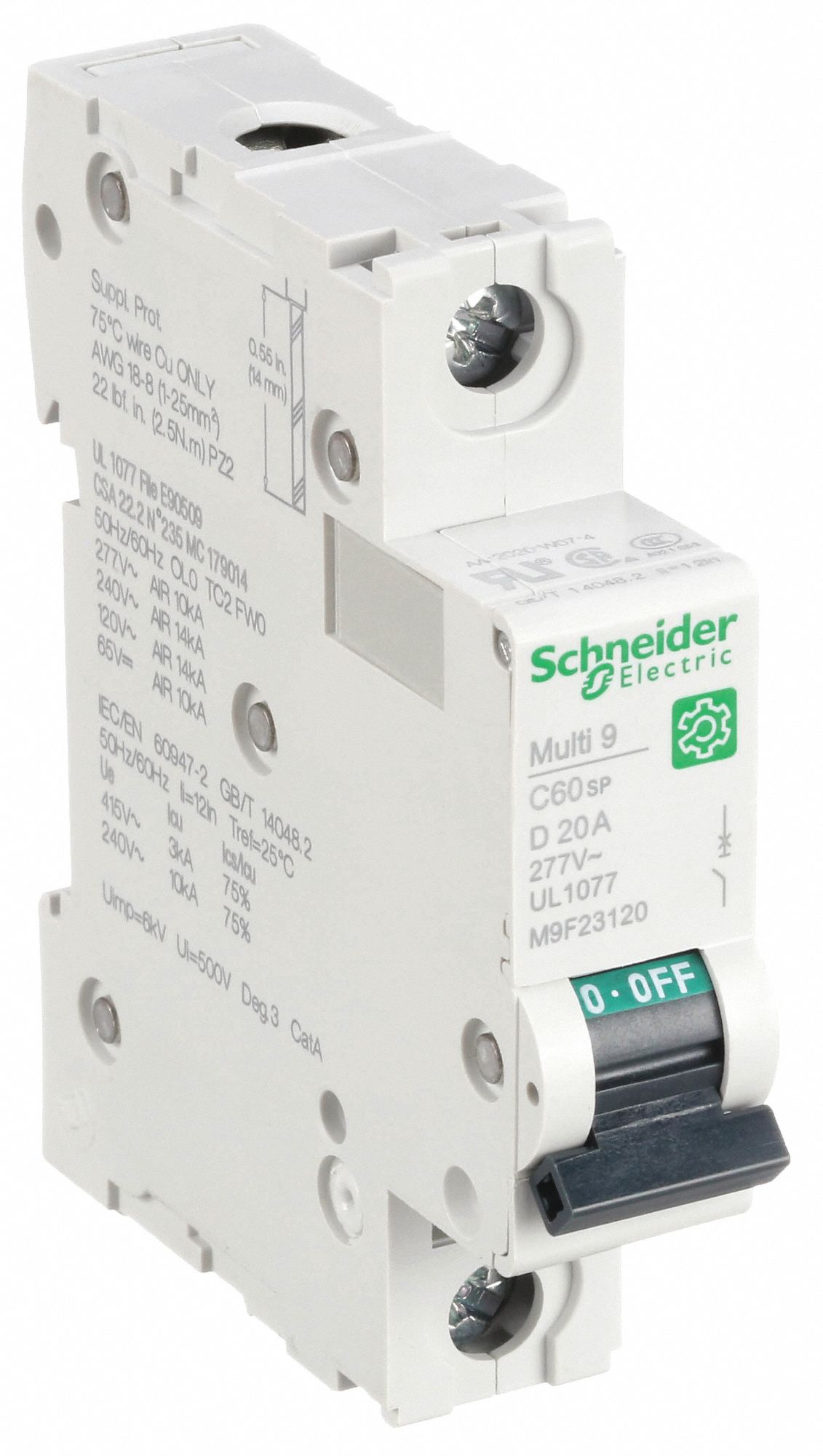 IEC Supplementary Protector: 20 A Amps, 60V DC, 14kA at 120/240V AC, Screw Clamp