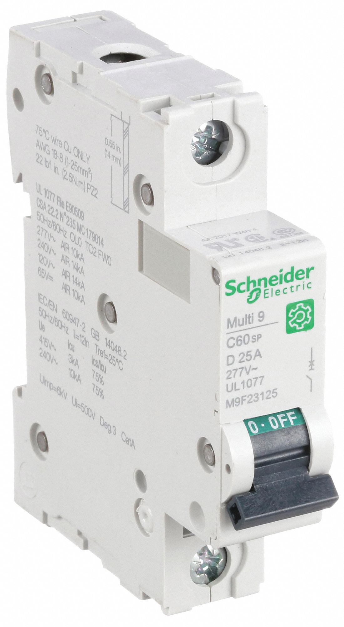 IEC Supplementary Protector: 25 A Amps, 60V DC, 14kA at 120/240V AC, Screw Clamp