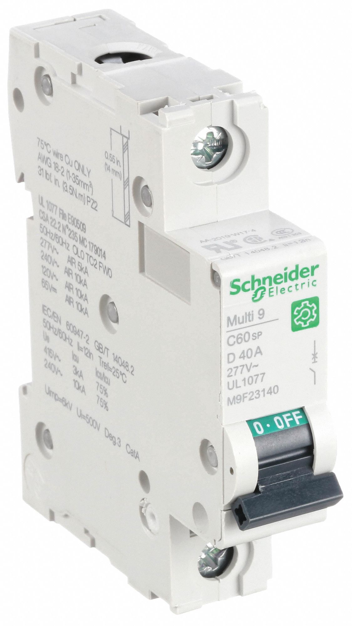 IEC Supplementary Protector: 40 A Amps, 60V DC, 14kA at 120/240V AC, Screw Clamp