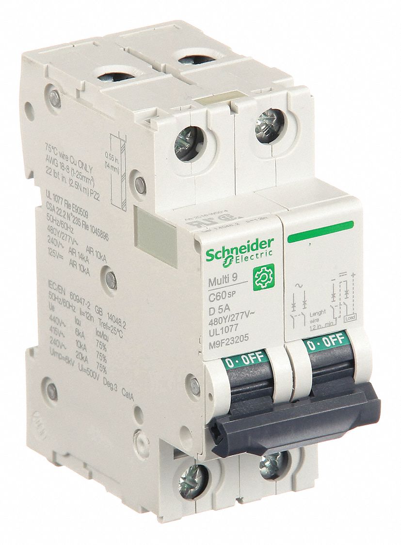 IEC Supplementary Protector: 5 A Amps, 14kA at 240V AC, Screw Clamp, C60SP, D