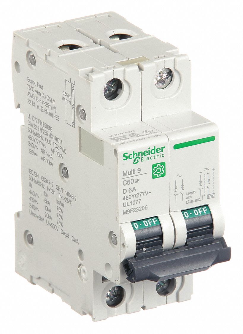 IEC Supplementary Protector: 6 A Amps, 14kA at 240V AC, Screw Clamp, C60SP, D