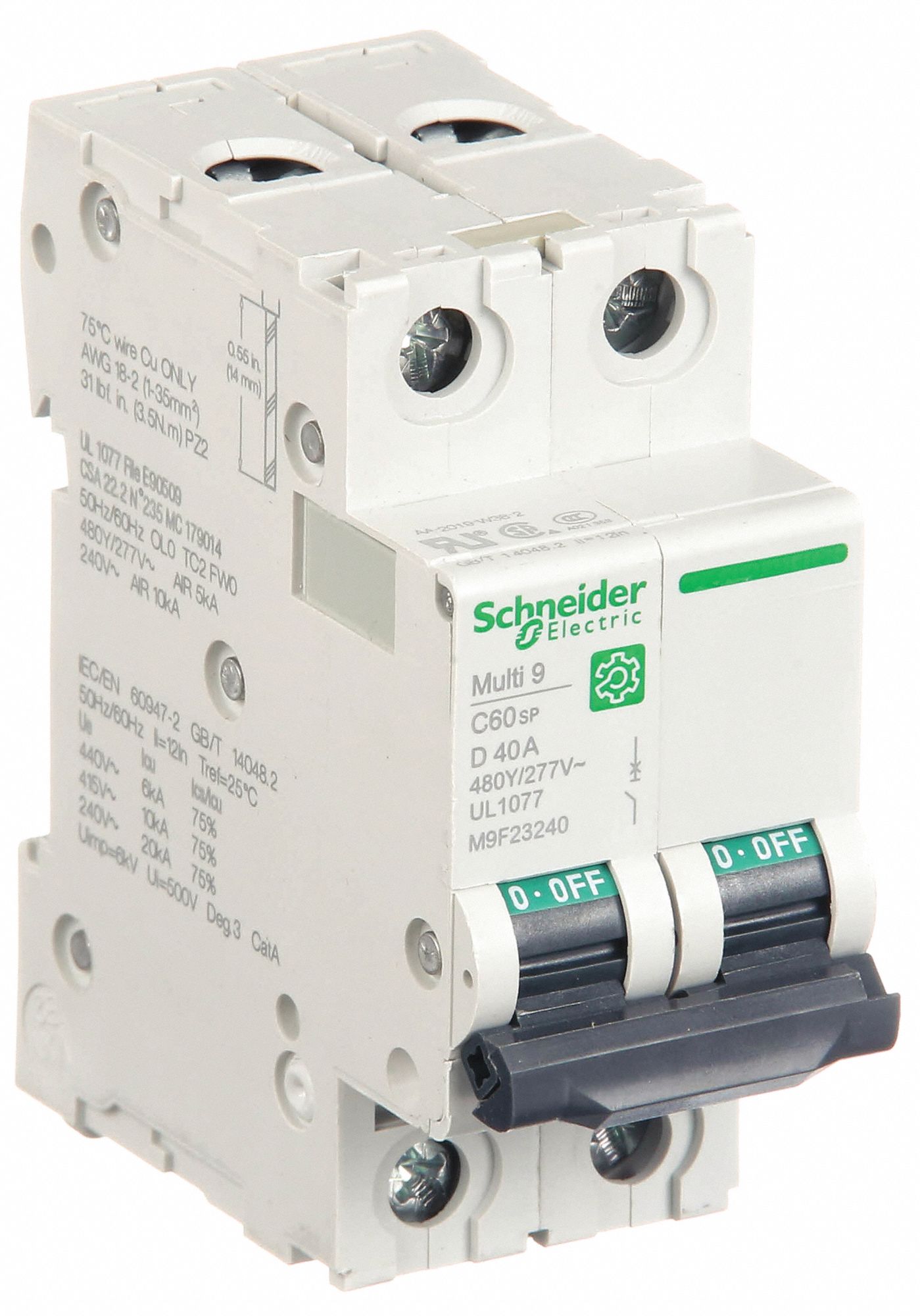 IEC Supplementary Protector: 40 A Amps, 10kA at 240V AC, Screw Clamp, C60SP, D