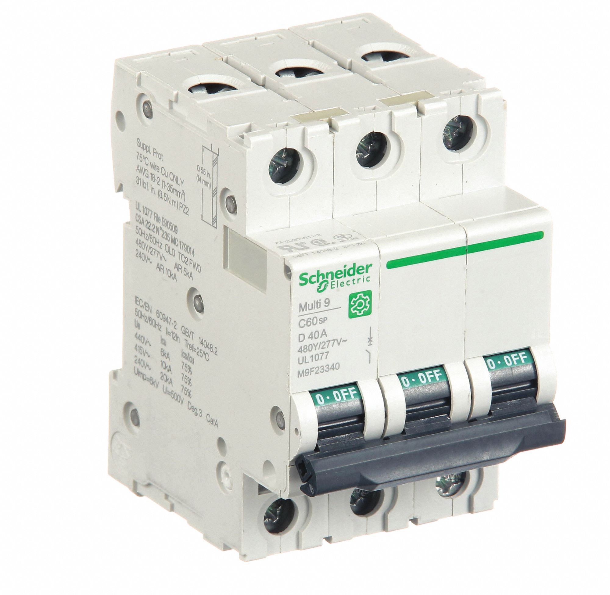 IEC Supplementary Protector: 40 A Amps, 10kA at 240V AC, Screw Clamp, C60SP