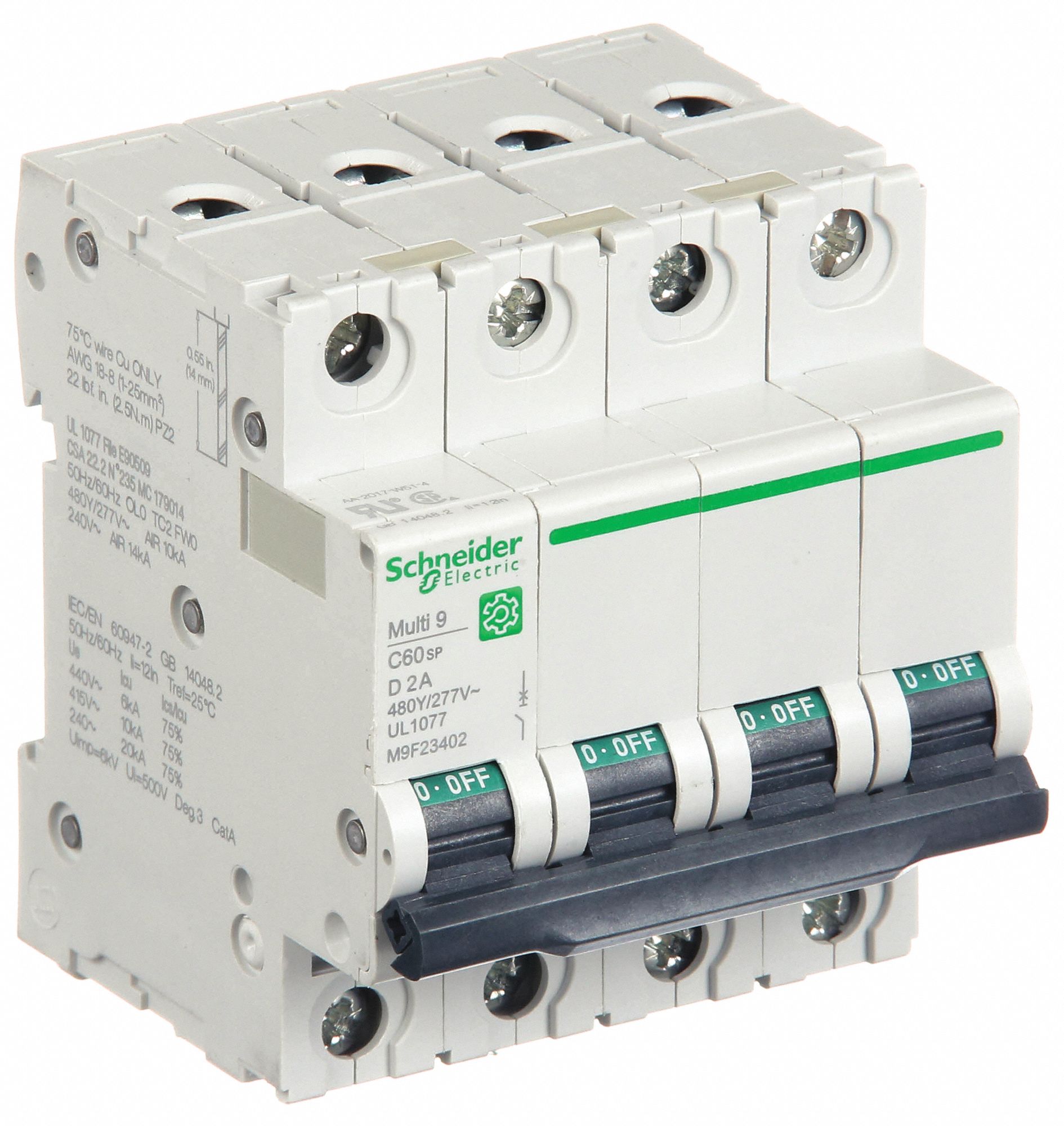 IEC Supplementary Protector: 2 A Amps, 14kA at 240V AC, Screw Clamp, D