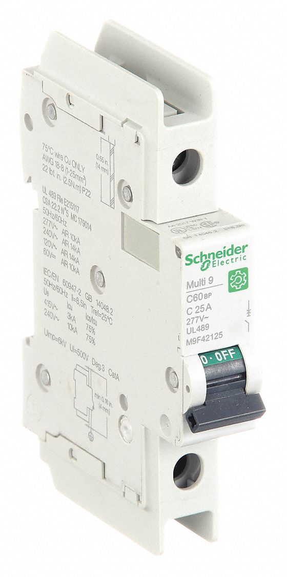 IEC Miniature Circuit Breaker: 25 A Amps, 60V DC, 14kA at 120/240V AC, C60BP