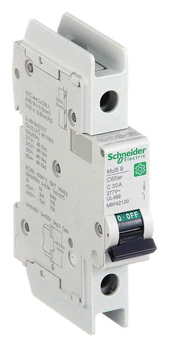 IEC Miniature Circuit Breaker: 30 A Amps, 60V DC, 14kA at 120/240V AC, C60BP