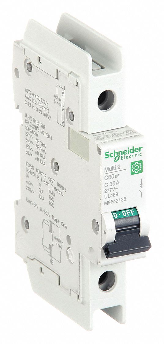 IEC Miniature Circuit Breaker: 35 A Amps, 60V DC, 14kA at 120/240V AC, C60BP