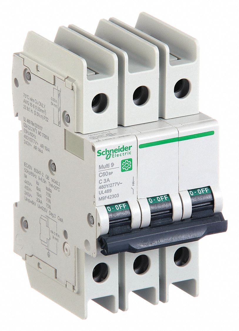IEC Miniature Circuit Breaker: 3 A Amps, 14kA at 120/240V AC, Screw Clamp, C