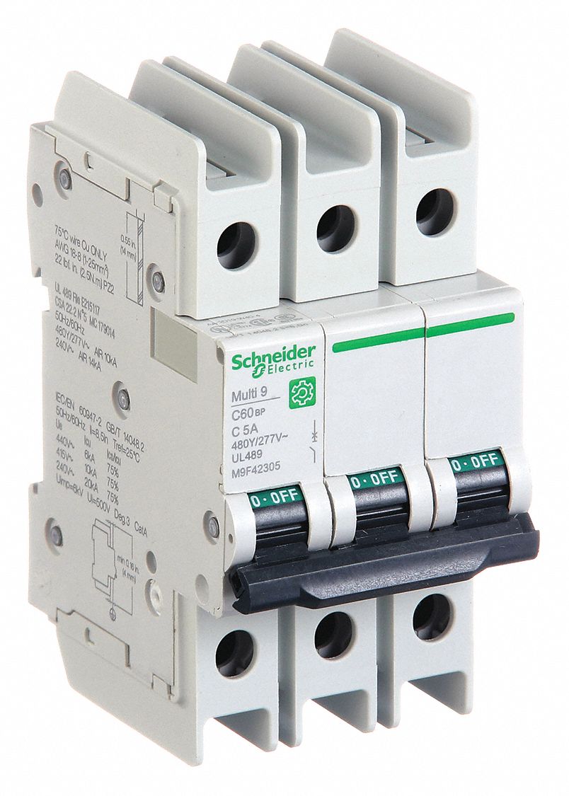 IEC Miniature Circuit Breaker: 5 A Amps, 14kA at 120/240V AC, Screw Clamp, C