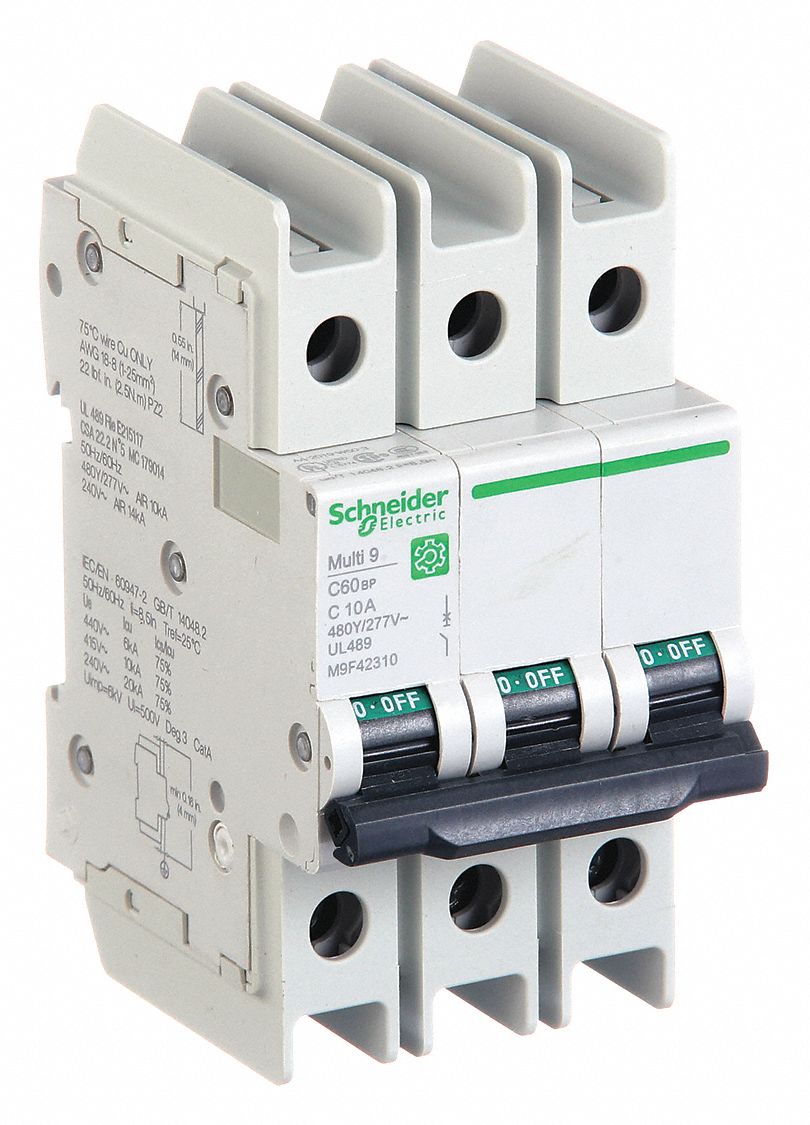 IEC Miniature Circuit Breaker: 10 A Amps, 14kA at 120/240V AC, Screw Clamp, C